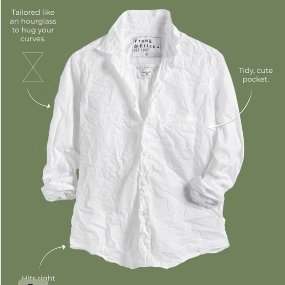 Frank & Eileen White 3/4 Sleeve Button Down The Barry Crinkle Shirt Size XS - Picture 4 of 13